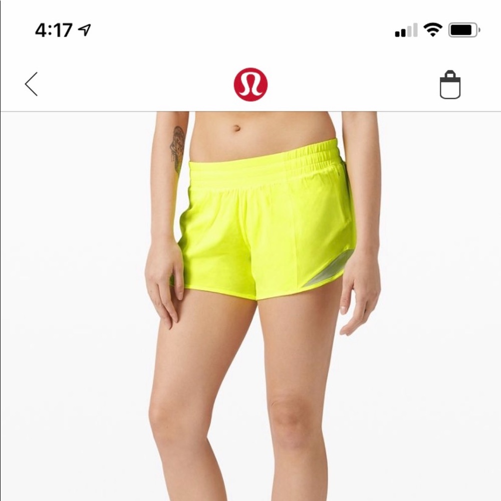 LIKE NEW!!!! Lululemon Highlight Yellow Shorts